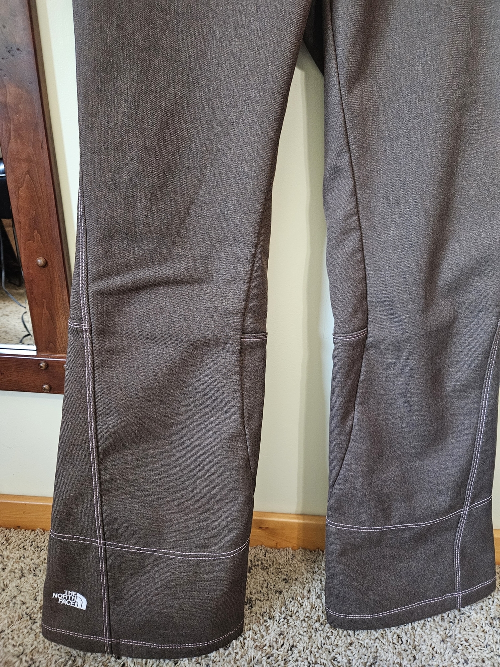 The North Face Women's Brown  Flare Snowboard Pants With Pink Stitching